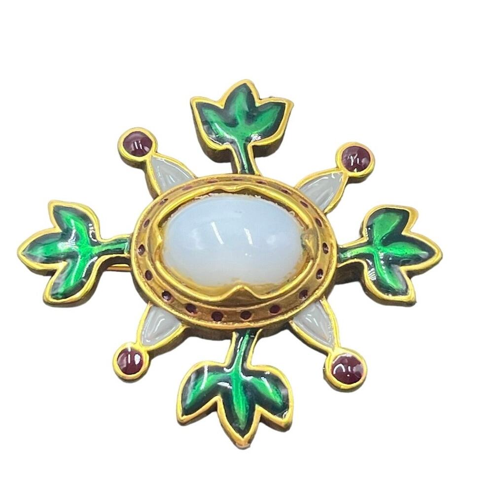 MMA PML Gold Plate Enamel Faux Pearl Pin / Pendant Metropolitan Museum of‎ Art